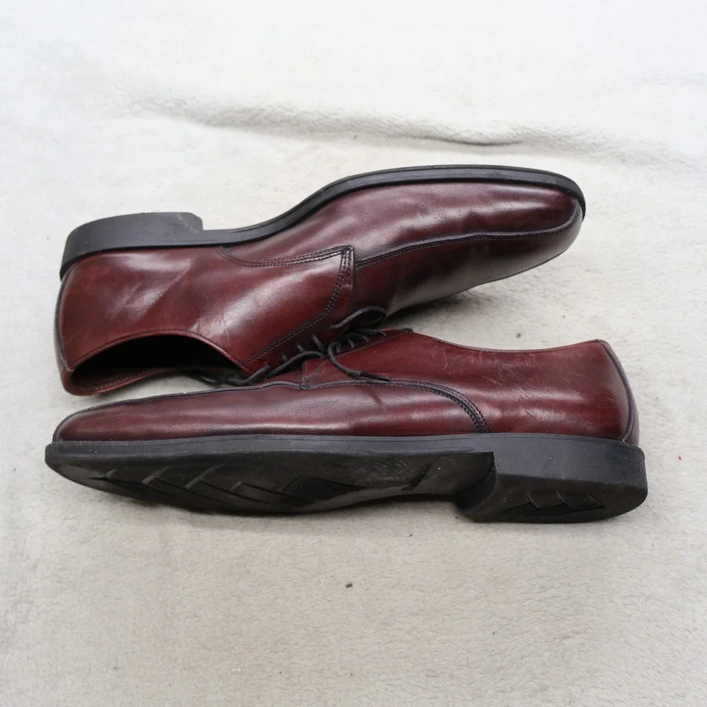Allen Edmonds Mens 10 Oxford Dress Shoes Red Leather Woven Classic Lace Up USA